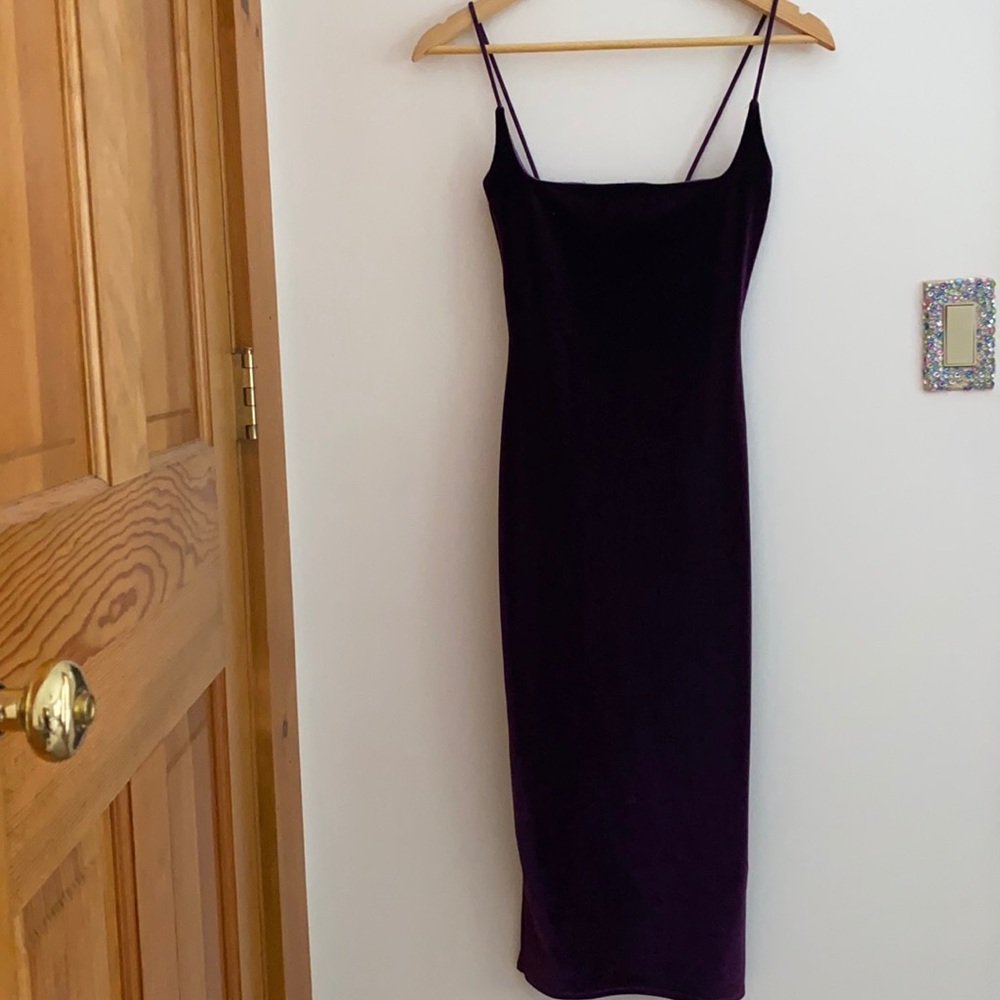 Pretty Little Thing maxi purple velvet dress